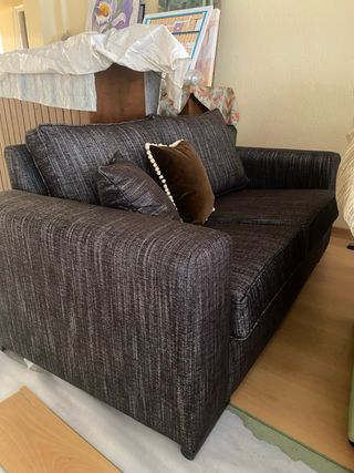 Sofá de 2 plazas marrón y gris