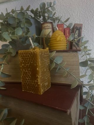 Velas artesanales de miel de abeja.
