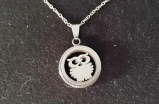 Collar con colgante de búho plateado