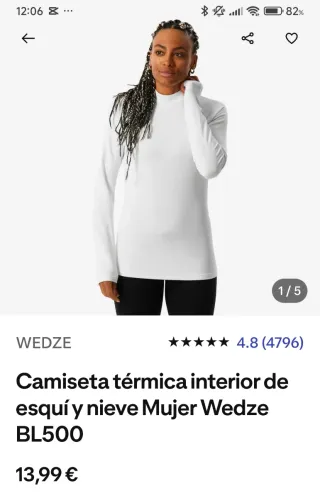 Camiseta térmica Wedze cuello alto Talla S