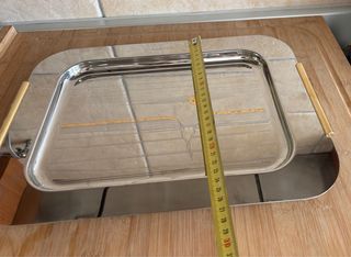 Vassoio vintage acciaio 18/10 decorato in oro 24kt