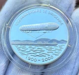 Moneda PLATA CONGO 1000 Francos 2000 Dirigible