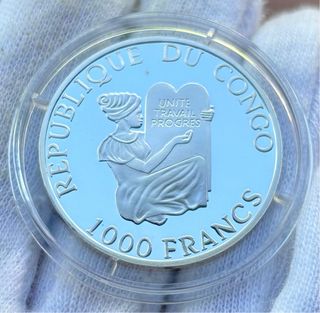 Moneda PLATA CONGO 1000 Francos 2000 Dirigible