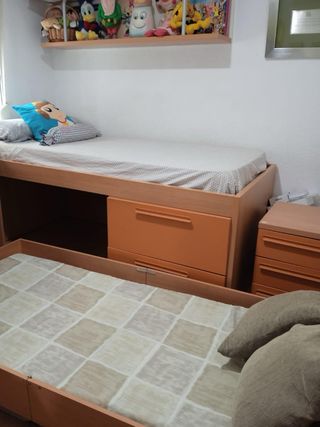 Cama nido plegable 90cm con cajones