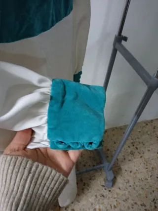 Vestido largo blanco con banda turquesa Talla M