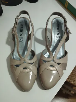 Zapatos de fiesta Azur's mujer beige/dorado