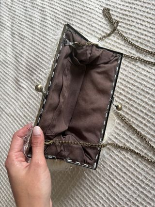 Bolso de fiesta blanco con cadena