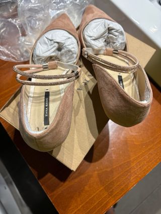 Salones Zara Basic Ante Nude Talla 38