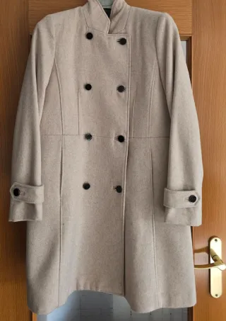 Abrigo Mango Lana Talla L Beige