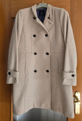 Abrigo Mango Lana Talla L Beige