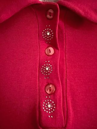 Polo donna rosa con bottoni