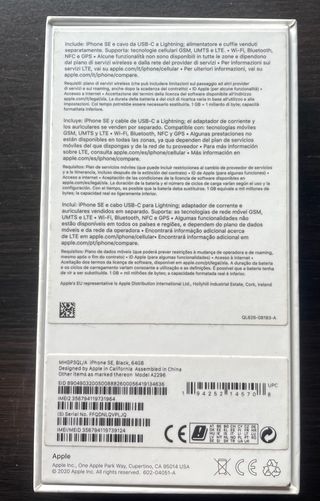 iPhone SE (2ª gen) Negro + Air Pods + Carcasa