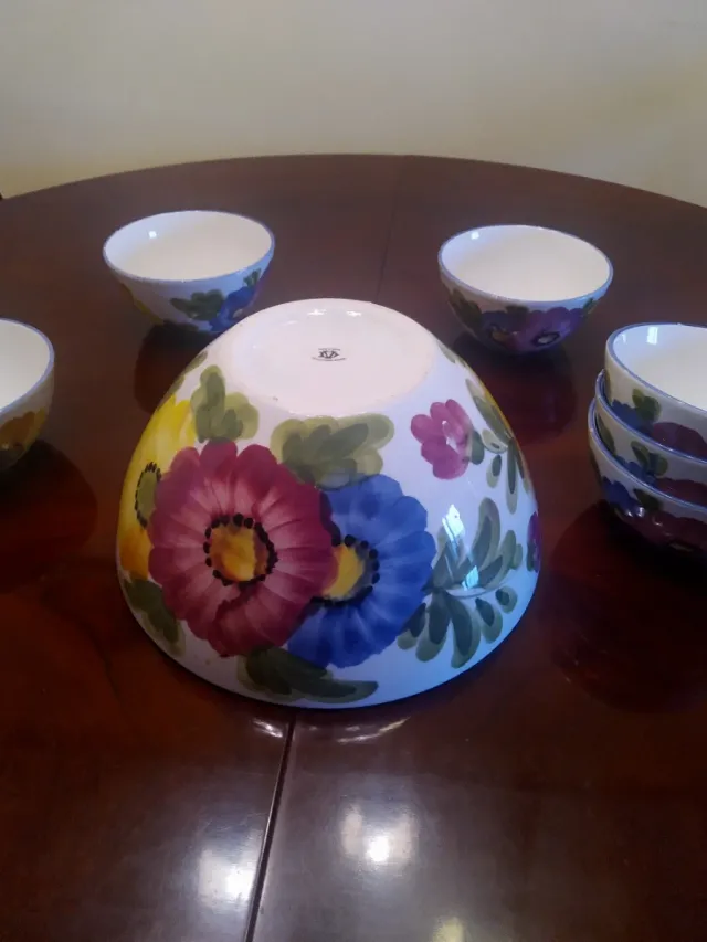 Juego ensalada cerámica Manises flores