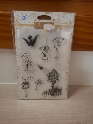 Sellos para scrapbooking pájaros y casitas