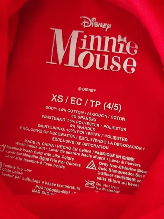 Vestido Minnie Mouse Disney 4/5 anos