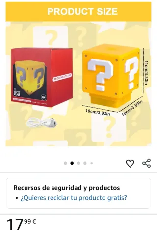 Lámpara Cubo Pregunta Mario Bros NUEVA.