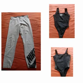 Leggings Nike grises y bañador Arena