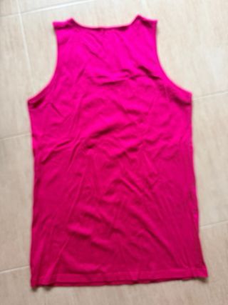 Camiseta sin mangas rosa palmera