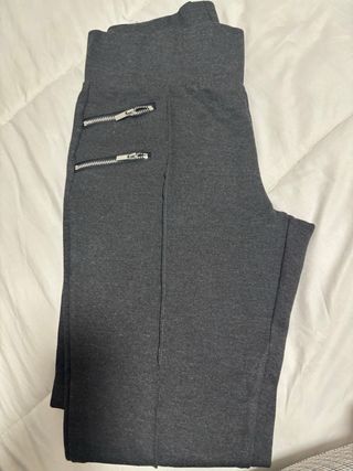 Leggings Ysabel Mora Talla L Gris Cremalleras