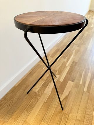Mesita auxiliar redonda madera/metal
