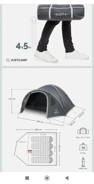 Tienda de campaña 4 personas tipo Black