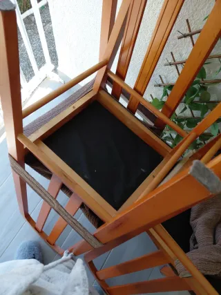 4 Sillas de Comedor Madera y Tela