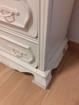 Mesita antigua mármol lacada blanco