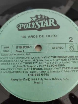 Vinilo Doble LP 25 Años de Éxito - PolyGram 1988