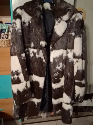 Cappotto pelliccia fantasia marrone e bianca