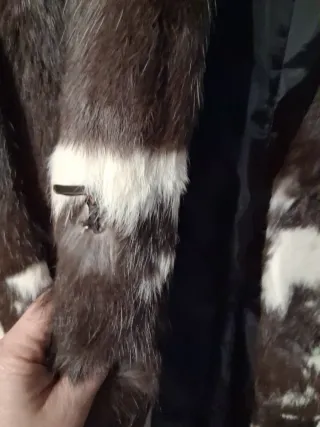 Cappotto pelliccia fantasia marrone e bianca