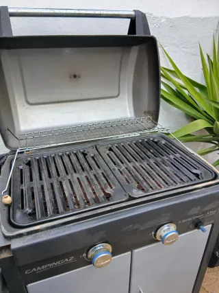 Barbacoa a gas nera e argentata