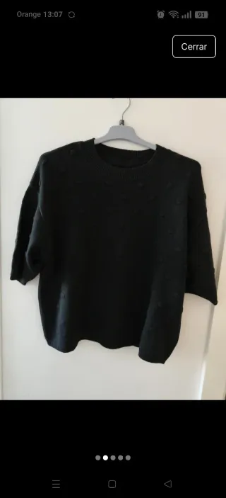 NUEVO Jersey negro con topitos bordados