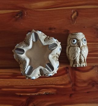 Juego Cenicero Vintage Búhos Cerámica