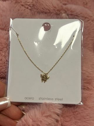 Collar Acero Mariposa Dorado
