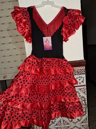 Disfraz Flamenca Niña Volantes Lunares TALLA 6
