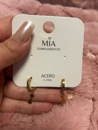 Pendientes MIA Acero Hueso Dorado