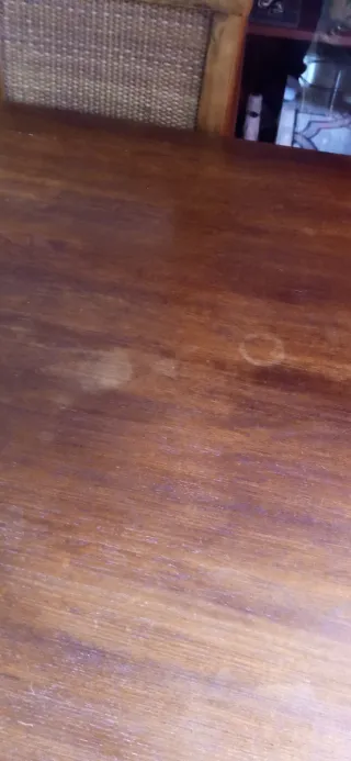 Mesa de comedor de madera maciza con seis sillas