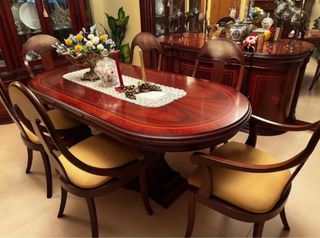 Comedor madera noble y cristal