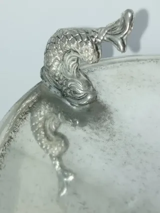 Centro de mesa/frutero plateado