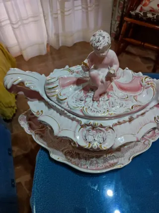 Sopera Vintage Adorno Cerámica Porcelana