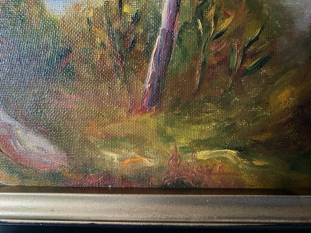 Pintura al óleo antigua paisaje. Firmado JCelaya.