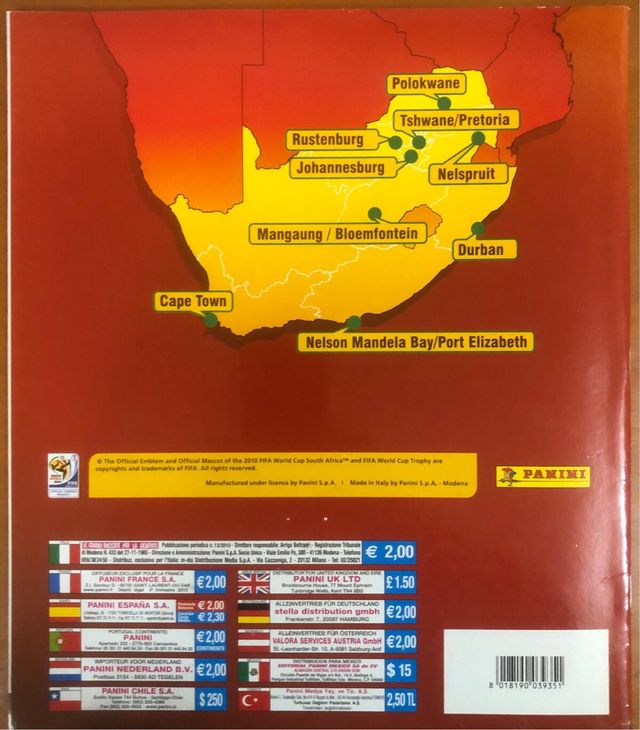 Colección sin pegar del Mundial 2010 Sudafrica
