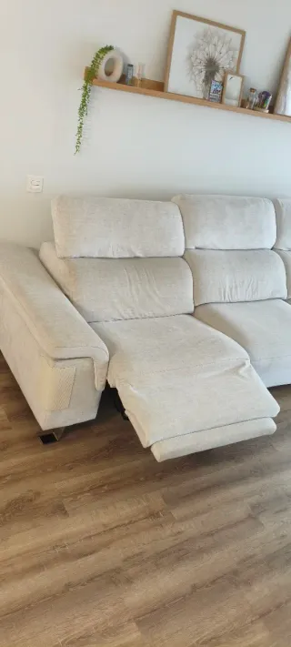 Sofá 3 plazas reclinable eléctrico beige blanco
