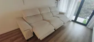 Sofá 3 plazas reclinable eléctrico beige blanco
