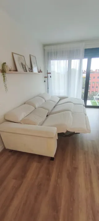 Sofá 3 plazas reclinable eléctrico beige blanco