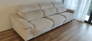 Sofá 3 plazas reclinable eléctrico beige blanco