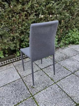 Silla comedor metálica forrada tela gris
