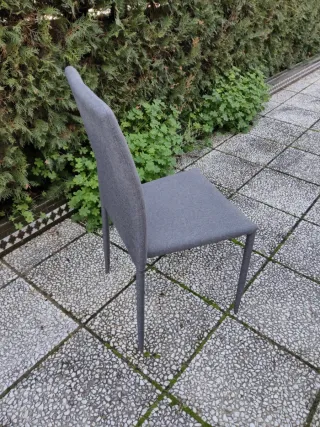 Silla comedor metálica forrada tela gris