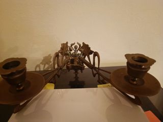 Candelabros piano modernistas metal dorado