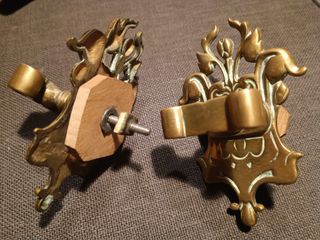 Candelabros piano modernistas metal dorado